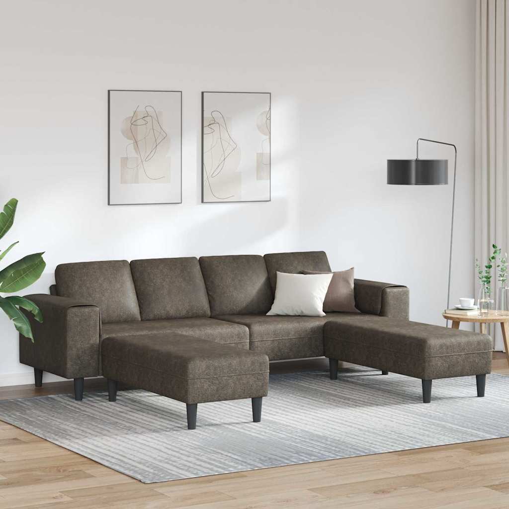 Sofa Set Dark grey Faux suede leather